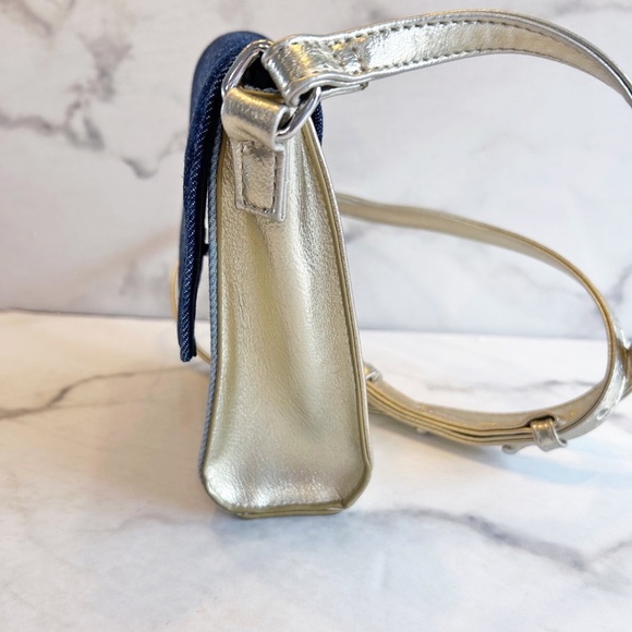 Joseph Ribkoff mini bag denim & gold crossbody purse - Picture 6 of 6